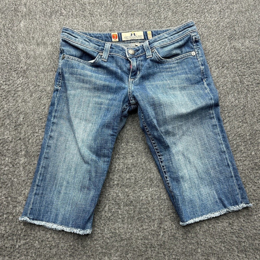 Vintage Juicy Couture Shorts Bermuda Raw Hem‎ Size 26 y2k Jorts Low Rise